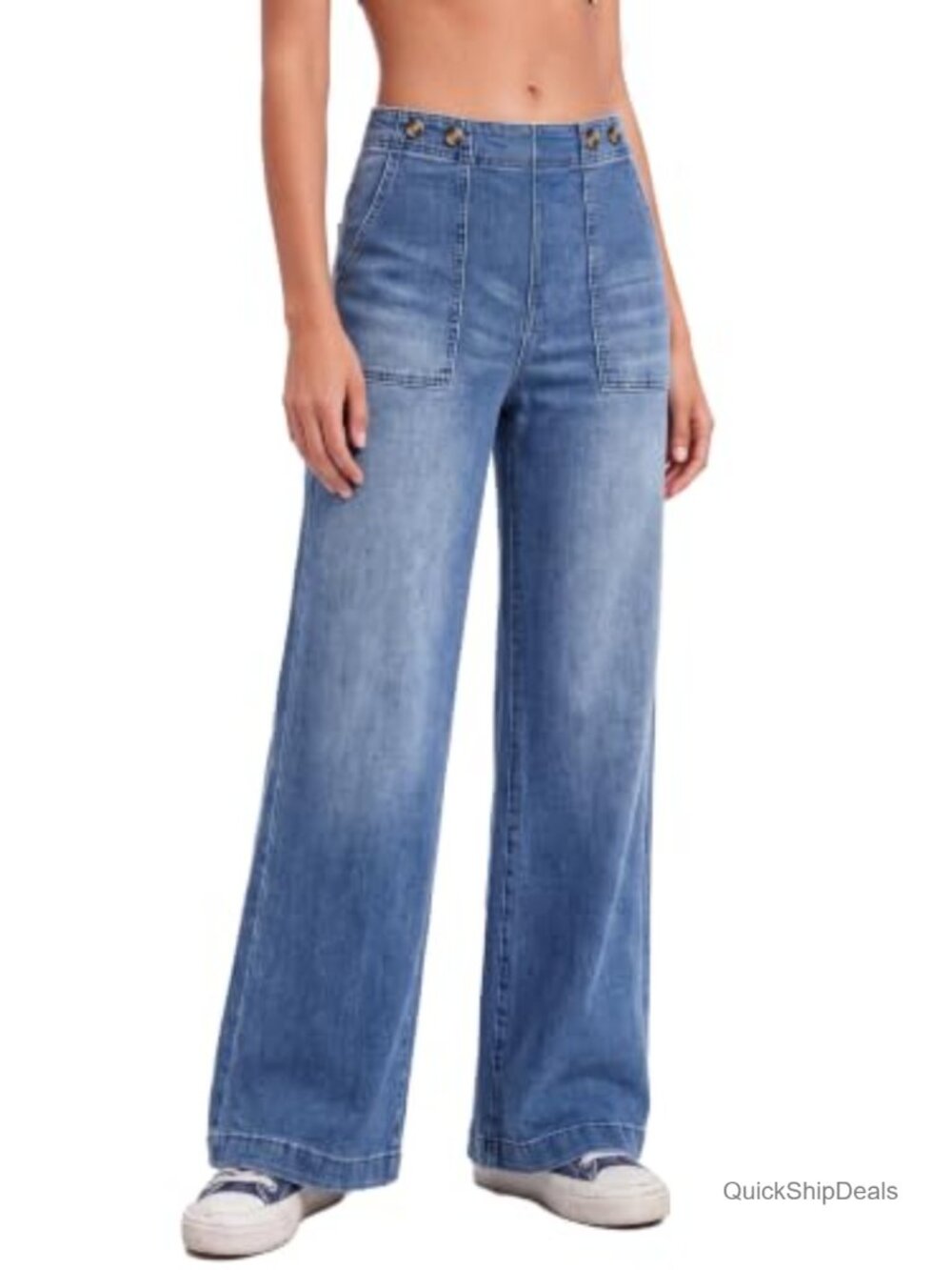 Wide Leg High Waist Stretchy Baggy Denim Jeans
